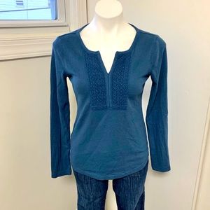 Eddie Bauer waffle-knit embroidered Henley